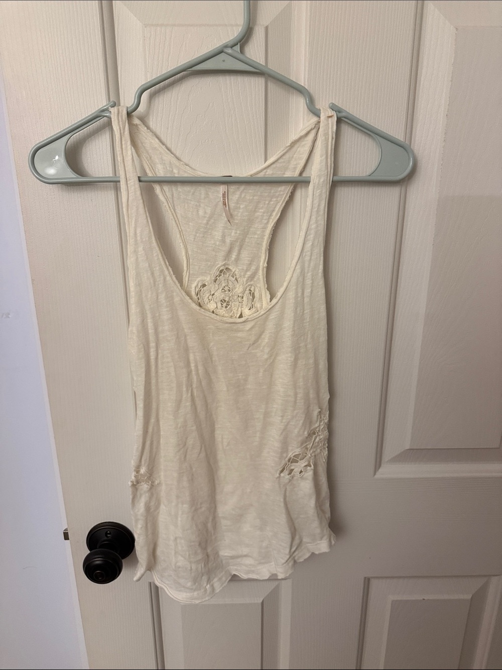 Free People Cream Lace-Back Tank